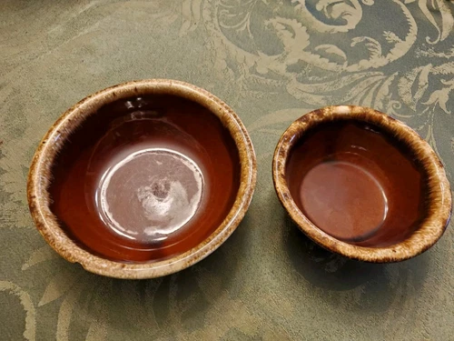 Set Of 2 MCM Vintage HULL USA Brown Drip Soup Cup & Bowl Decorative Collector 