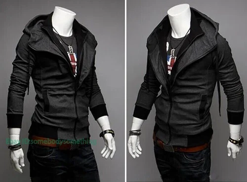 Mens Jackets Slim Fit Zip Up Hoodies Casual Korean Coats Warm For Winter Jackets image 5