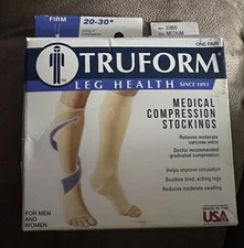 Truform Medical Compression Socks  Below Knee Open Toe Size M  Beige20-30 Mmhg