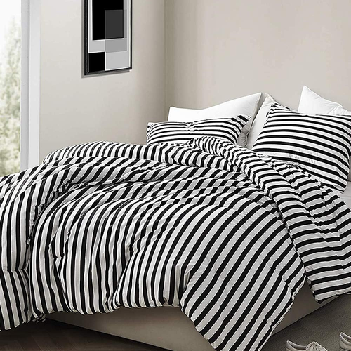 Striped Queen Duvet Cover Set 3Pcs Black and White Bedding Sets Farmhouse Queen - Picture 7 of 7
