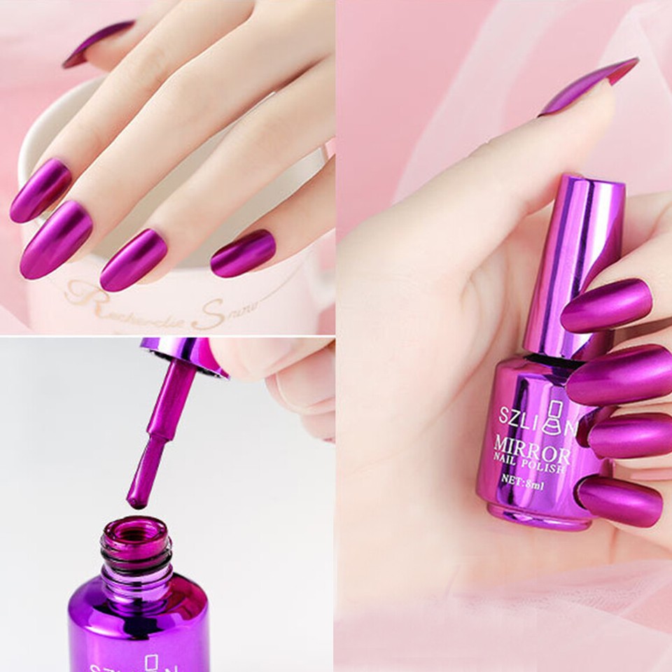 12 Farben Metallischer Nagellack Mit Spiegel-Effekt - Chrom, Magischer Glanz, Langlebig, Je 18ml