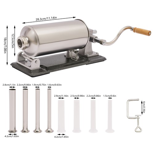 4L Manual Meat Sausage Stuffer Maker Horizontal Commercial Home Filler Durable - Picture 2 of 20