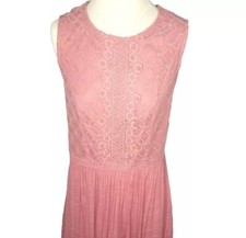 Kings Road NWT Maxi Lace Dress 1X Sleeveless Dusty Rose Peasant
