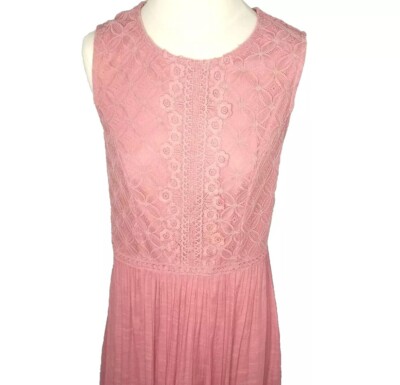 Kings Road NWT Maxi Lace Dress 1X Sleeveless Dusty Rose Peasant