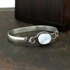 Rainbow Moonstone Gemstone 925 Sterling Silver Bracelet Cuff