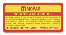 1968-1971 Road Runner Cuda Dart Charger Air Cleaner Service Instruction Decal