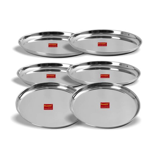 Set of 6 Stainless Steel Kitchen Dinner Serving Dishes & Serving Dishes Plates-