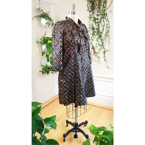 Vintage 1970s Dress Set 70s Metallic Jewels Gems Party Jacket Sparkly Cocktail - Picture 7 of 12