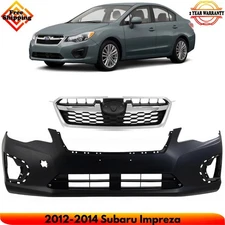 Front Bumper Cover Paintable & Grille Assembly Kit For 2012-2014 Subaru Impreza