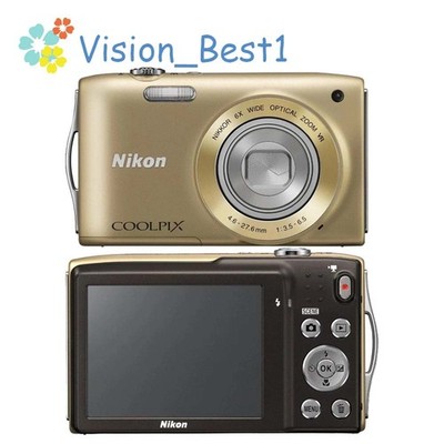 Nikon COOLPIX S3300 Digital Camera 16.0MP 6x Optical Zoom Gold Fast Shipping