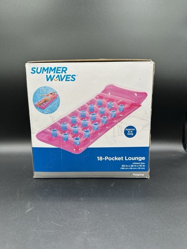 Summer Waves 18-Pocket Lounge Pool Float – Pink Inflatable Raft – New in Box (N) - Picture 5 of 6