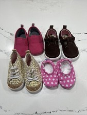 4 Pairs Girls Baby Shoes Size 2 and 3-6 Months Carter  s Garanimals Snoozies