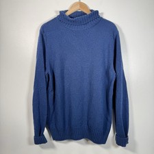 Sirplus 100 Lambswool Mock Turtle Neck Jumper Blue Knit Sweater Men  s Medium