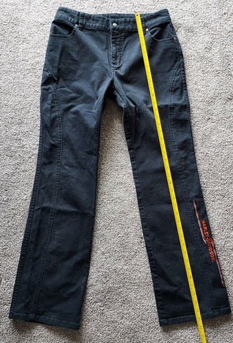 Vintage Harley Davidson Jeans Womens Sz 10 Long Black Motorcycle Riding Pants - Picture 7 of 14