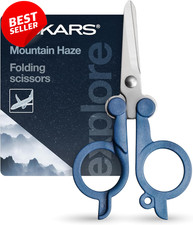 Folding Travel Scissors TSA Compliant Portable Stainless Steel Blue Handles - US