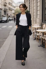 Antonio Melani Pants Women 12 Black Wide Leg Tie Waist Dress Trouser Minimalist