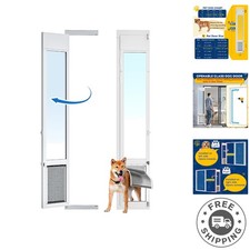 Weatherproof Large Dog Door Adjustable 75.875" - 81" Height for Access