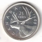 1965 Canadian Brilliant Uncirculated Proof Like Silver Caribou 25 Cent Coin