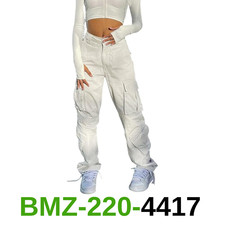 High Waisted Cargo Jeans for Women Straight Wide Leg Y2k Streetwear Cargo, XS