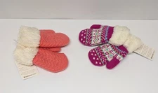 Artic Paw Girls Toddler Knit Mittens Sherpa Lined Set of 2 NWT