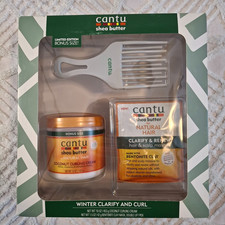 CANTU Winter Clarify  Curl Gift Kit Set: Coconut Curling Cream/Clay Mask/Pick