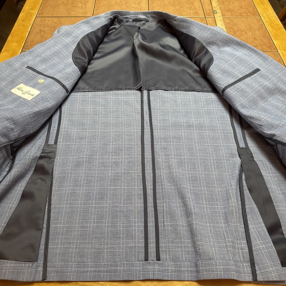 Blazer Abrigo Deportivo Palm Beach 46L Chaqueta Azul Cuadros Ligero Elástico Algodón Foto 4 de 4