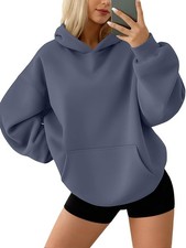 Womens Oversized Fleece Hoodies Pullover Sweatshirts DustyBlue M