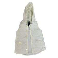 Girls Quilted Off White Vest- Winter - 5/6 - hood- Cynthia Rowley minimalist