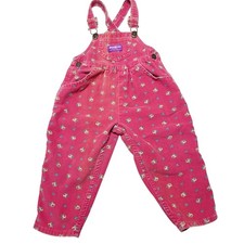 Vintage OshKosh B'Gosh Overalls Pink Floral Corduroy Girl's Toddler Size 3T USA