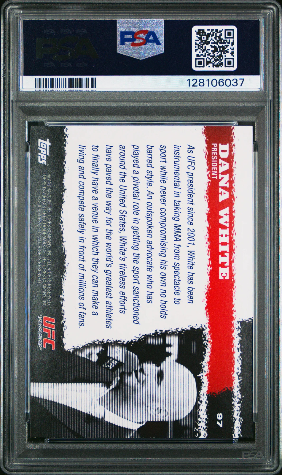2009 Topps UFC Round 1 Dana White #97 PSA 8 view 2