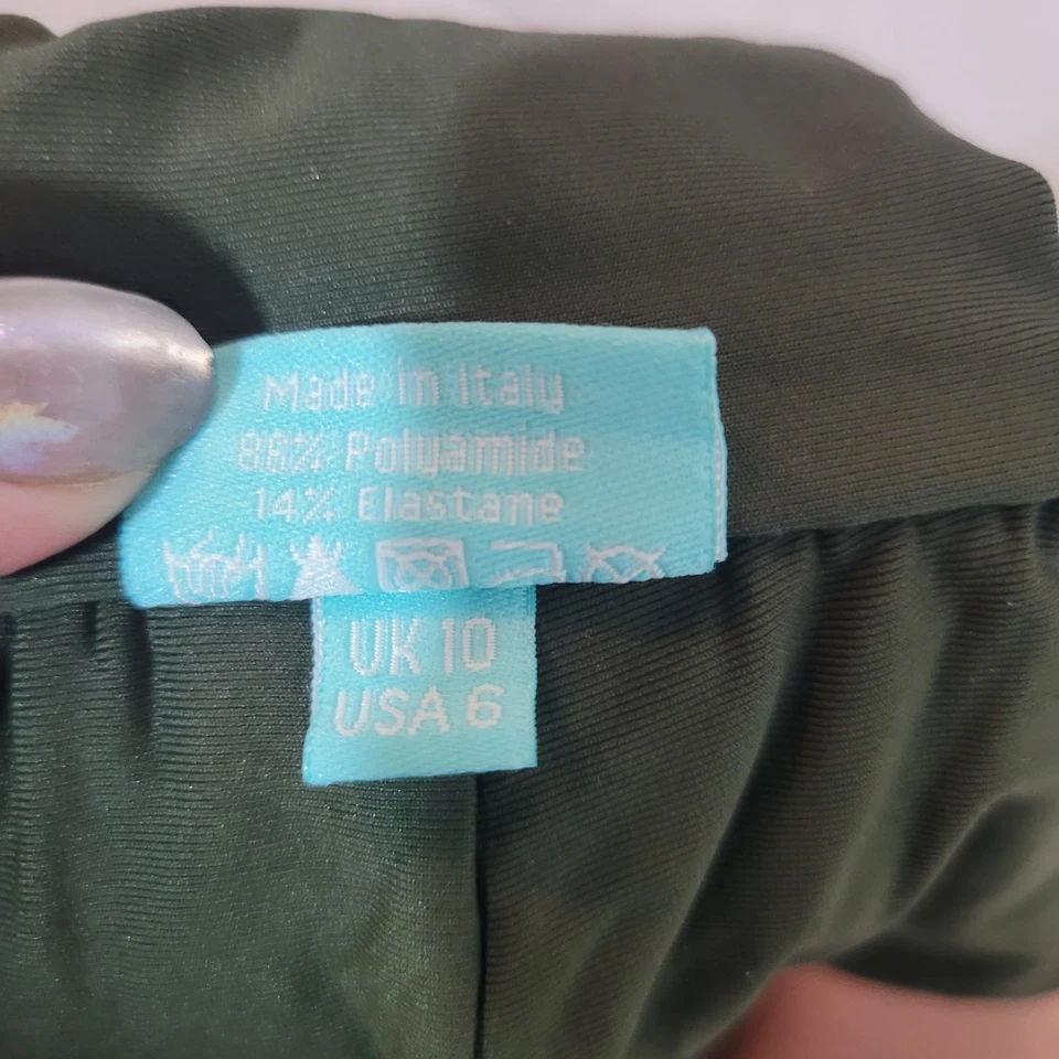 Top de bikini Melissa Odabash talla 6 verde París detalle de ribete rectangular corbata halter Foto 4 de 4