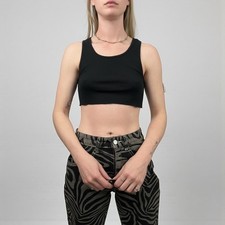 Divided by H M Black Cropped Ribbed Tank Top