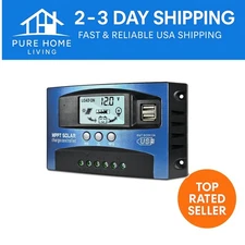 100A MPPT Solar Charge Controller with Dual USB, LCD Display & Timer, 12V/24V