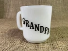 Vintage White Milk Glass Grandpa Mug Glasbake Father’s Day Dad Gift Collectable