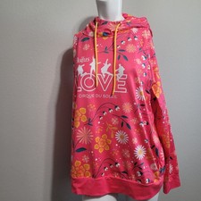 Beatles XL LOVE Cirque DU Soleil jacket stretch pink flower hoodie drawstring