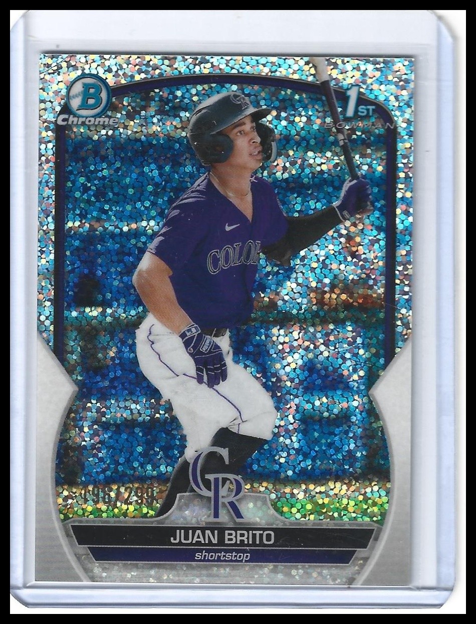 2023 Bowman Juan Brito Chrome Speckle Refractors /299 #BCP-77 Rockies