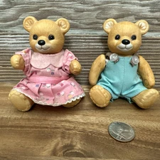 Vintage Homco Ceramic Jointed Teddy Bears Girl & Boy Figurines Taiwan Portable