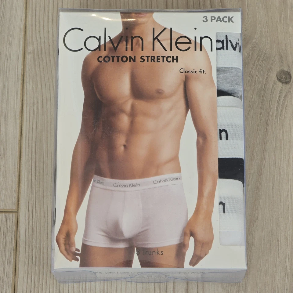 Calvin Klein Men's Boxer Trunks 3-Pack Brief Underwear Stretch Black Gray White - Image 2 of 4