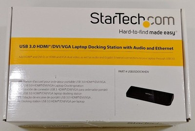 StarTech USB3SDOCKHDV USB 3.0 Dock HDMI DVI VGA Docking Station - Used, No Power