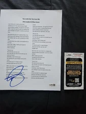 Riley Green signed "You Look Like You Love Me" Lyric Sheet w JSA Auth