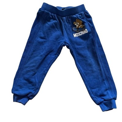 Moschino Kids Boys Blue Teddy Bear Skateboard Joggers Pants Size 2Y
