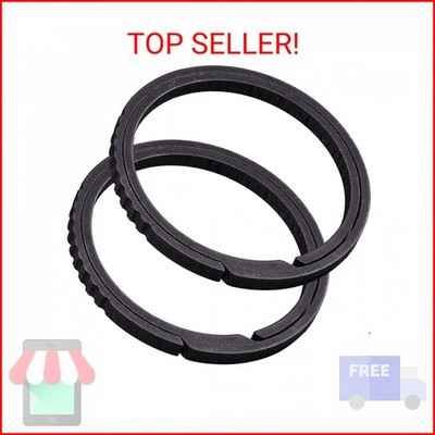 TISUR Titanium Keychain Rings, Split Side Pushing Heavy Duty Black Key Ring For