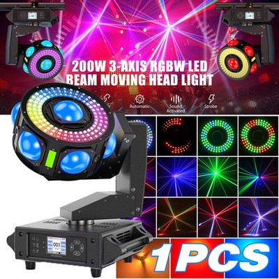 200W 3-Axis Laser Moving Head Light RGBW Stage Lighting 7LED DMX Beam Disco DJ