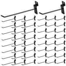 50 Pack Slatwall Hooks (25 Each 4" and 6"), Heavy Duty Metal Panels Display H...
