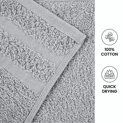 Mainstays 10 Piece Towel Set with Upgraded Softness & Durability, Grey Quick Dry - Picture 7 of 9