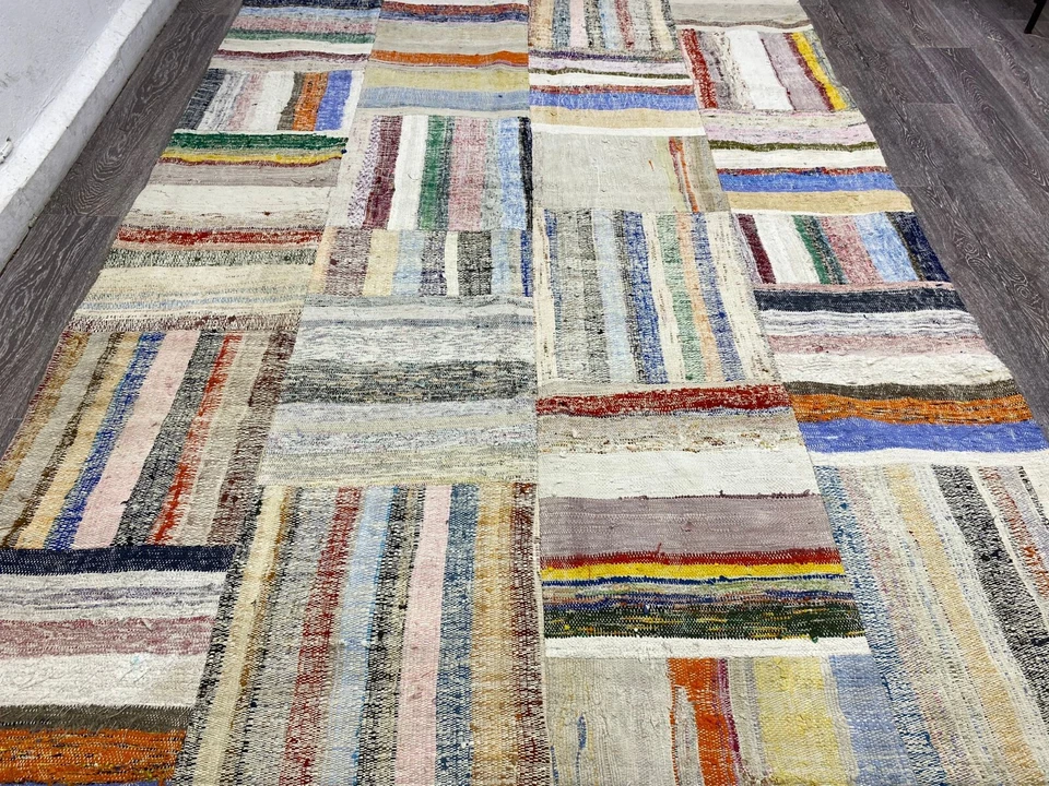 Turkish Patchwork Rug, Vintage Area Colorful Carpet, Oriental Tiribal Boho Rug - Image 4 of 4