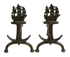 Antique Anchor Andirons, Circa 1910