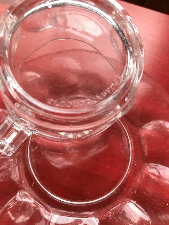 Taza y platillo vintage Arcoroc France Expresso de 4,5" vidrio transparente círculos modernos Foto 2 de 3