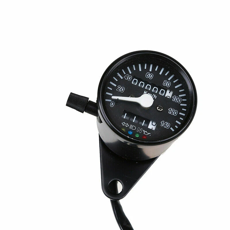 PC Moto Odómetro Velocímetro 12V Metal Negro Ajuste Universal Honda BMW Foto 3 de 4