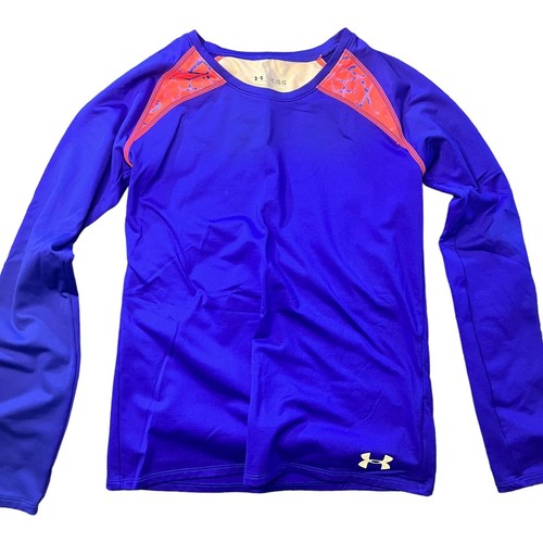 Under Armour Coldgear Youth XL Blue/Pink Long Sleeve Activewear Shirt